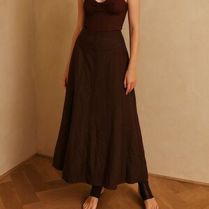 Krizzia Womens Brown Fit & Flare 100% cotton Maxi Skirt Womens Size 38